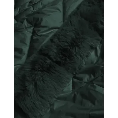Dlouhá dámská zimní prošívaná bunda MODAM11 tmavě zelená