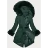 Dámská zimní bunda s páskem MODA7039 tmavě zelená