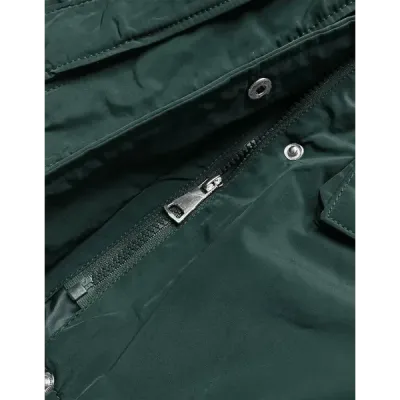 Dámská zimní bunda s páskem MODA7039 tmavě zelená