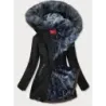 Voděodolná dámská zimní bunda parka MODA923 černo-šedá
