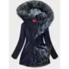 Voděodolná dámská zimní bunda parka MODA923 modro-šedá