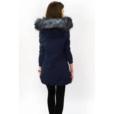 Voděodolná dámská zimní bunda parka MODA923 modro-šedá