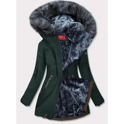 Voděodolná dámská zimní bunda parka MODA923 zeleno-šedá