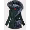 Voděodolná dámská zimní bunda parka MODA923 zeleno-šedá