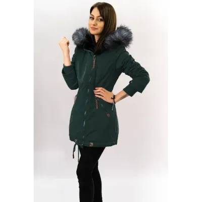 Voděodolná dámská zimní bunda parka MODA923 zeleno-šedá
