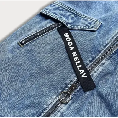 Volná dámská jeansová bunda MODA7030 modrá