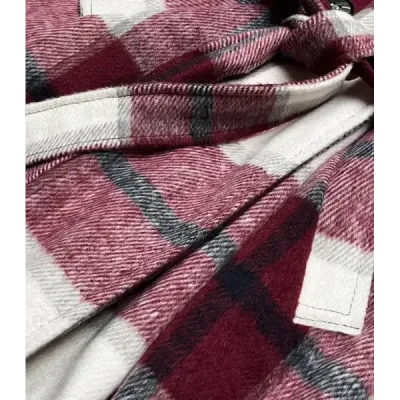Dámský košilový kabát MODA897 bordově-bílý