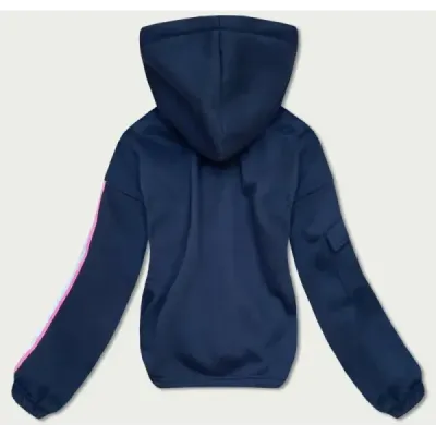 Krátká dámská bavlněná mikina MODA6031 tmavě modrá