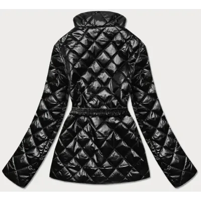 Prošívaná dámská jarní bunda s páskem MODA2208 černá