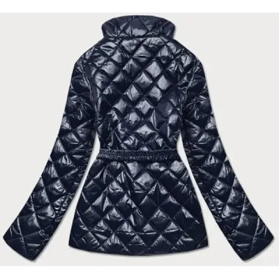 Prošívaná dámská jarní bunda s páskem MODA2208 tmavě modrá