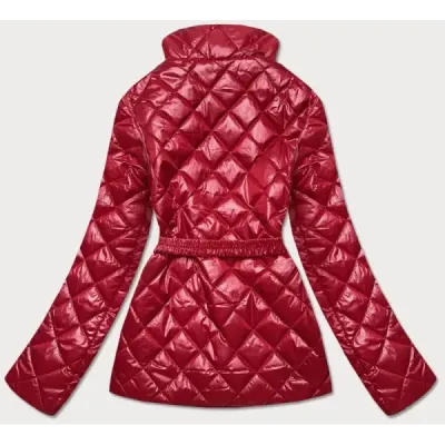 Prošívaná dámská jarní bunda s páskem MODA2208 červená