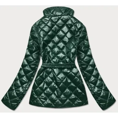 Prošívaná dámská jarní bunda s páskem MODA2208 tmavě zelená