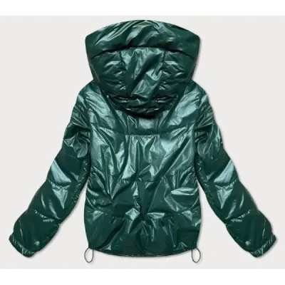 Krátká dámská oboustranná bunda MODA2204BIG zeleno-béžová