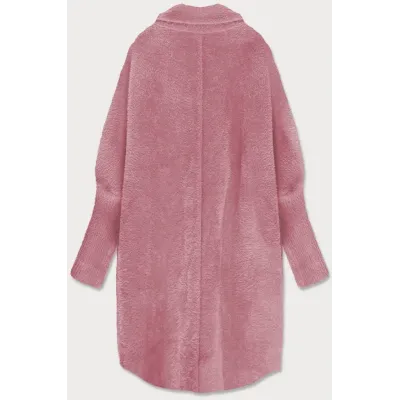 Dlouhý vlněný dámský kabát alpaka MODA7108 lososový