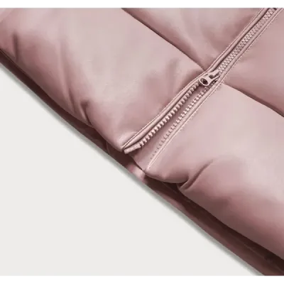 Oteplená dámská vesta s eko-kůže MODA231 pudrovorůžová