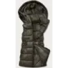 Oteplená dámská vesta s eko-kůže MODA231 army
