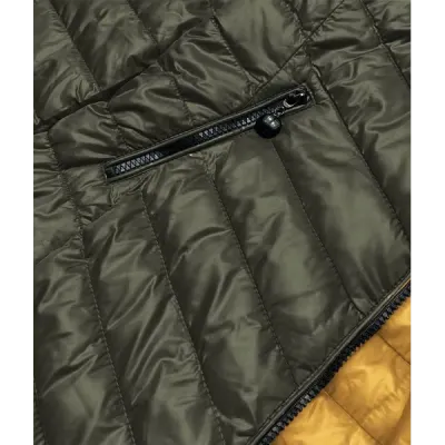 Prošívaná dámská podzimní bunda MODA7636 khaki-žlutá