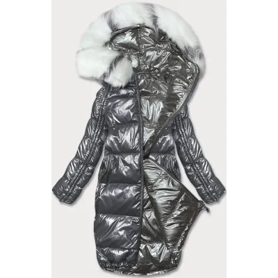 Oboustranná metalická zimní bunda MODA7901 tmavě šedo-šedá