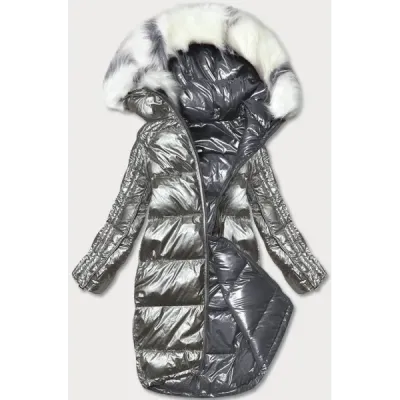 Oboustranná metalická zimní bunda MODA7901 tmavě šedo-šedá