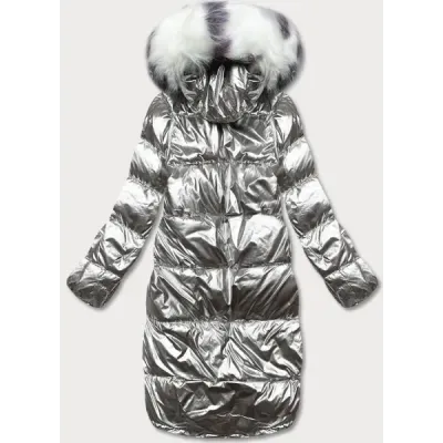Oboustranná metalická zimní bunda MODA7901 tmavě šedo-šedá