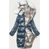 Oboustranná metalická zimní bunda MODA7901 tmavomodro-béžová