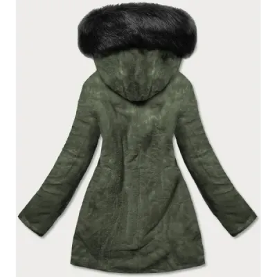 Teplá dámská zimní bunda MODA610 černá-khaki