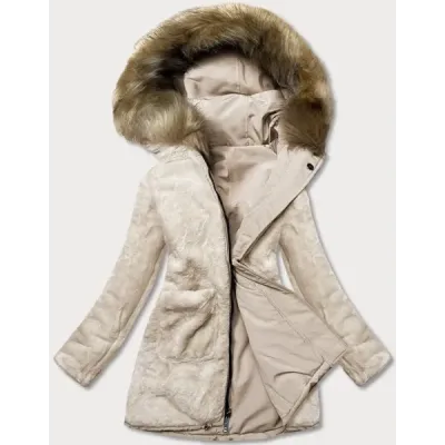Teplá dámská zimní bunda MODA610 béžová