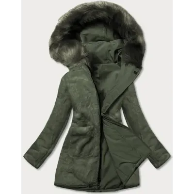 Teplá dámská zimní bunda MODA610 khaki