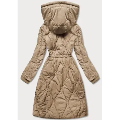 Dámská dlouhá zimní bunda po kolena MODA1601 béžová