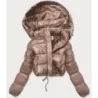 Krátká dámská přechodná bunda MODA3831 hnědá