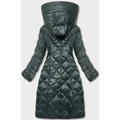 Dlouhá dámská prošívaná jarní bunda MODA9082 tmavě zelená