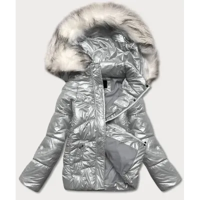 Krátká dámská zimní bunda MODA9052 šedá