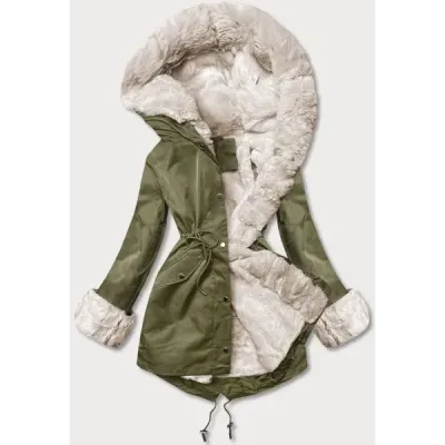 Dámská zimní kožešinová parka MODA763 army