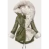 Dámská zimní kožešinová parka MODA763 army