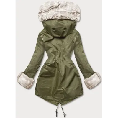 Dámská zimní kožešinová parka MODA763 army
