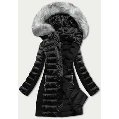 Dámská zimní bunda z kombinovaných materiálů MODA067 černá