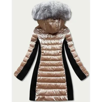 Dámská zimní bunda z kombinovaných materiálů MODA067 béžová