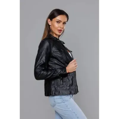 Dámská koženková bunda MODA8010 černá Dámská koženková bunda MODA8010 černá
