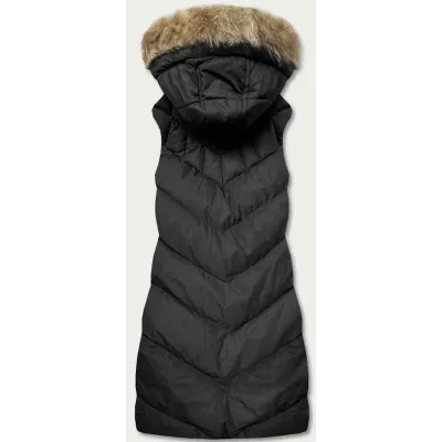 Dámská vesta s kožíškem MODA787 černá