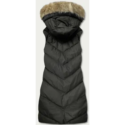 Dámská vesta s kožíškem MODA787 army