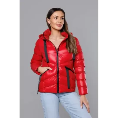 Dámská krátká zimní bunda MODA3066 červená