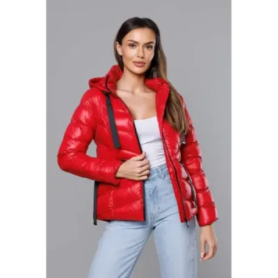 Dámská krátká zimní bunda MODA3066 červená