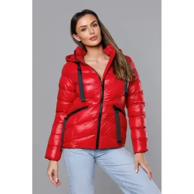 Dámská krátká zimní bunda MODA3066 červená