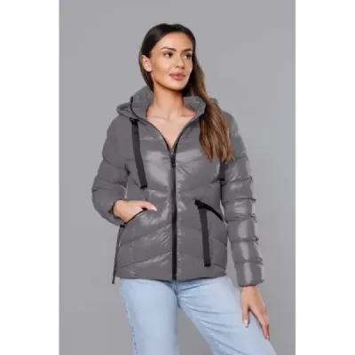 Dámská krátká zimní bunda MODA3066 tmavě šedá