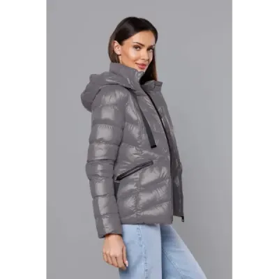 Dámská krátká zimní bunda MODA3066 tmavě šedá
