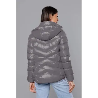 Dámská krátká zimní bunda MODA3066 tmavě šedá