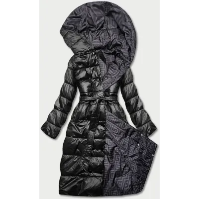 Oboustranná dlouhá dámská zimní bunda MODA6638BIG černá