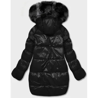 Dámská oboustranná zimní bunda oversize MODA1088 šedo-černá
