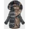 Dámská oboustranná zimní bunda oversize MODA1088 tmavě šedo-béžová