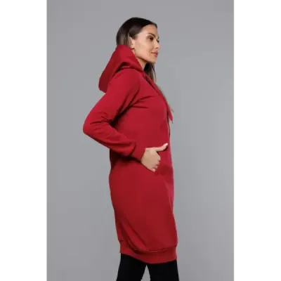 Dlouhá dámská tepláková mikina MODA0005 bordó Dlouhá dámská tepláková mikina MODA0005 bordó